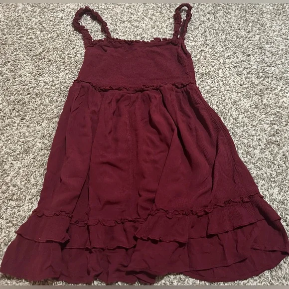 Live To Be Spoiled Maroon Smocked Mini Dress - Size Medium - Picture 4 of 5